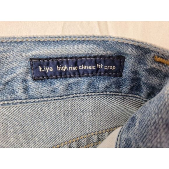 CITIZENS OF HUMANITY Liya High-Rise Classic Fit Crop Jeans Sz 24 Light Blue Torn - Picture 6 of 10